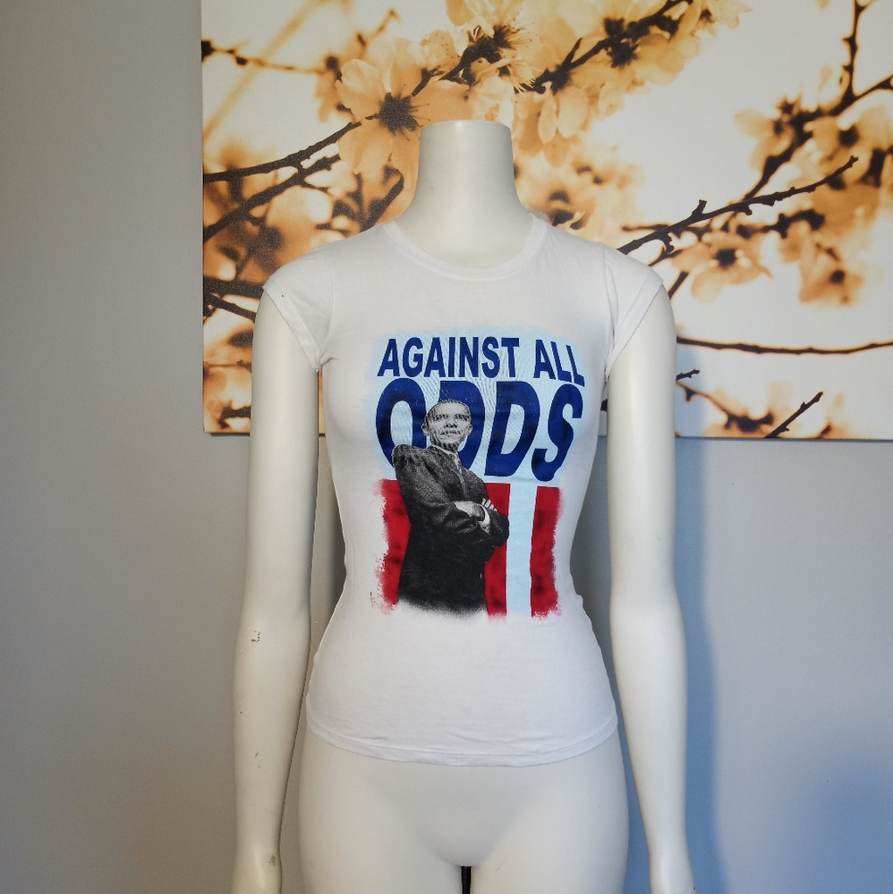 Obama fitted white t shirt